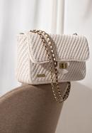 Dámská pletená  kabelka s řetízkem, bílá, 98-4Y-010-N, Obrázek 20