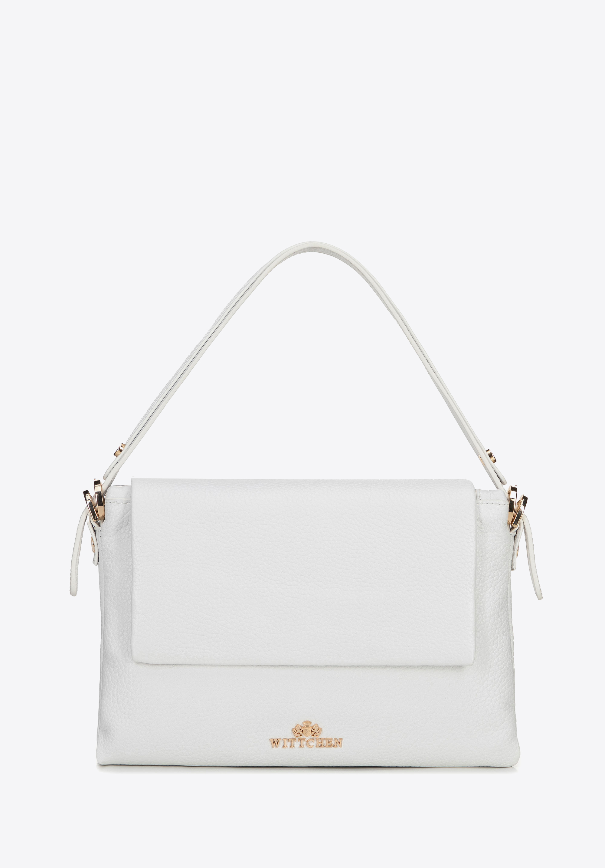 Dámská tříkomorová kabelka z hrachové kůže, bílá, 100-4E-811-0, Obrázek 1