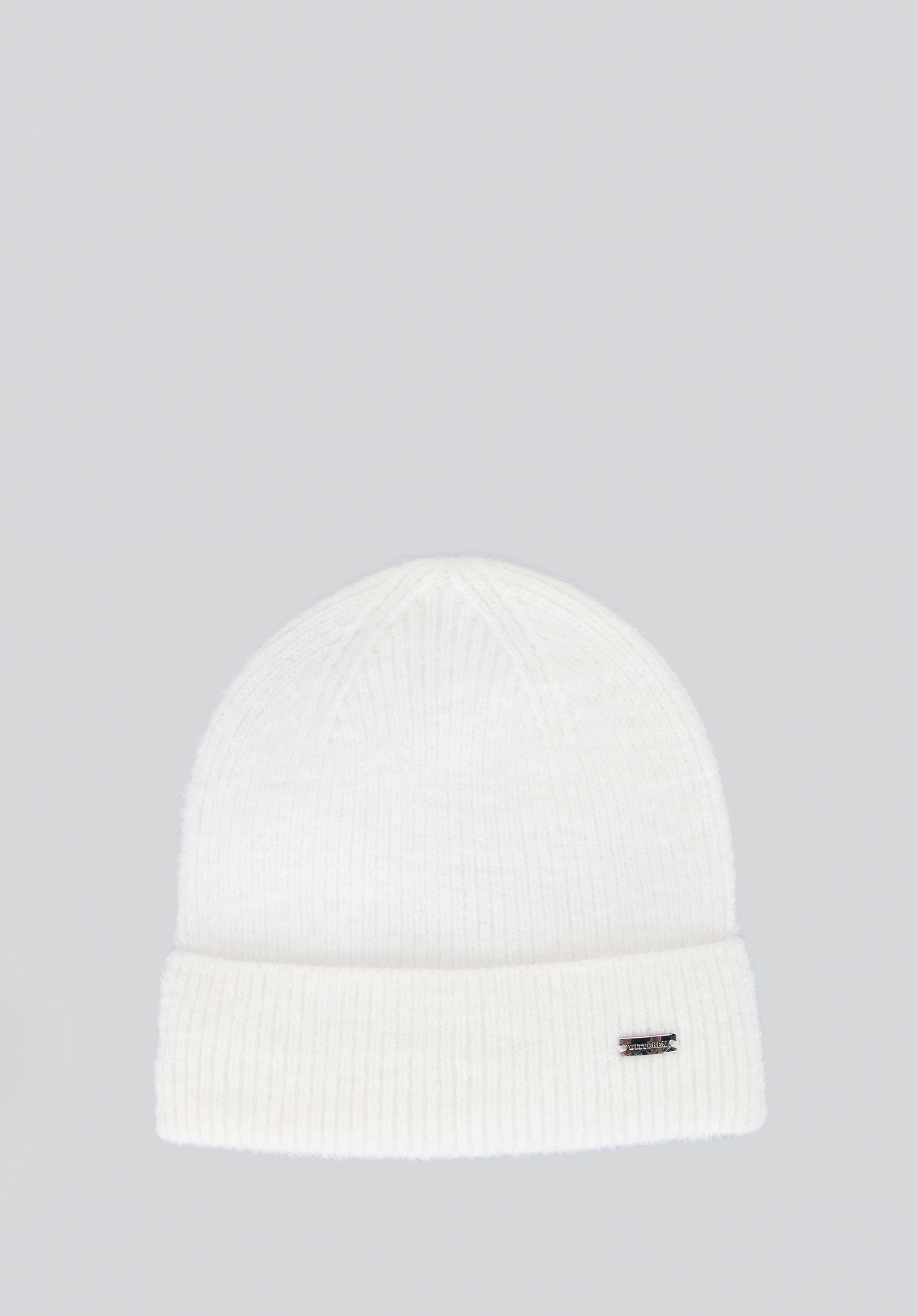 Dámská zimní čepice z měkké látky, bílá, 101-HF-202-0, Obrázek 1