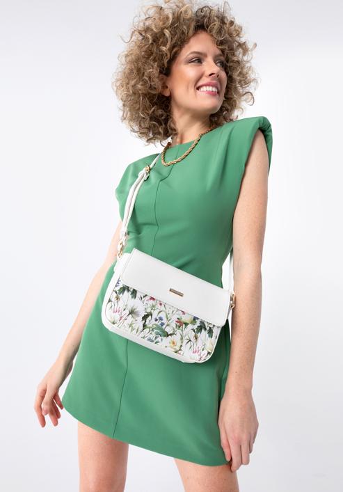 Malá dámská kabelka z ekologické kůže s květinami, bílá, 98-4Y-202-1, Obrázek 15