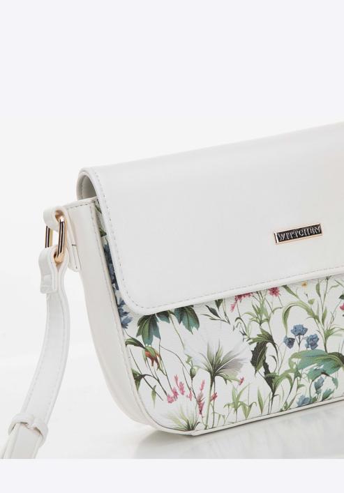 Malá dámská kabelka z ekologické kůže s květinami, bílá, 98-4Y-202-0, Obrázek 4