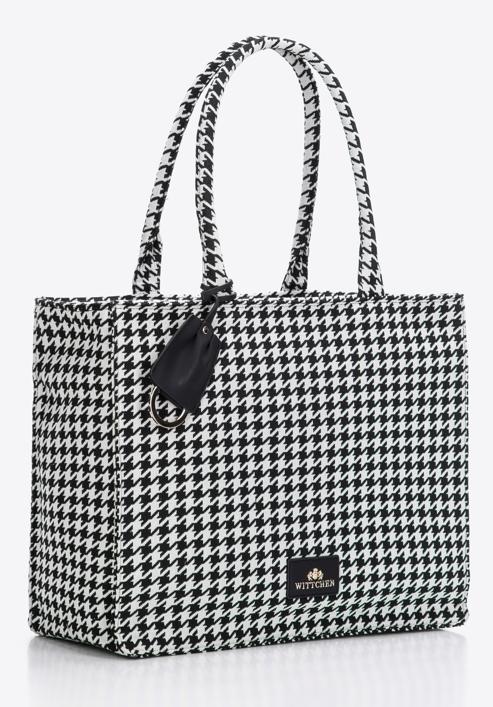 Velká vzorovaná dámská kabelka, bílo-černá, 97-4E-502-X6, Obrázek 8