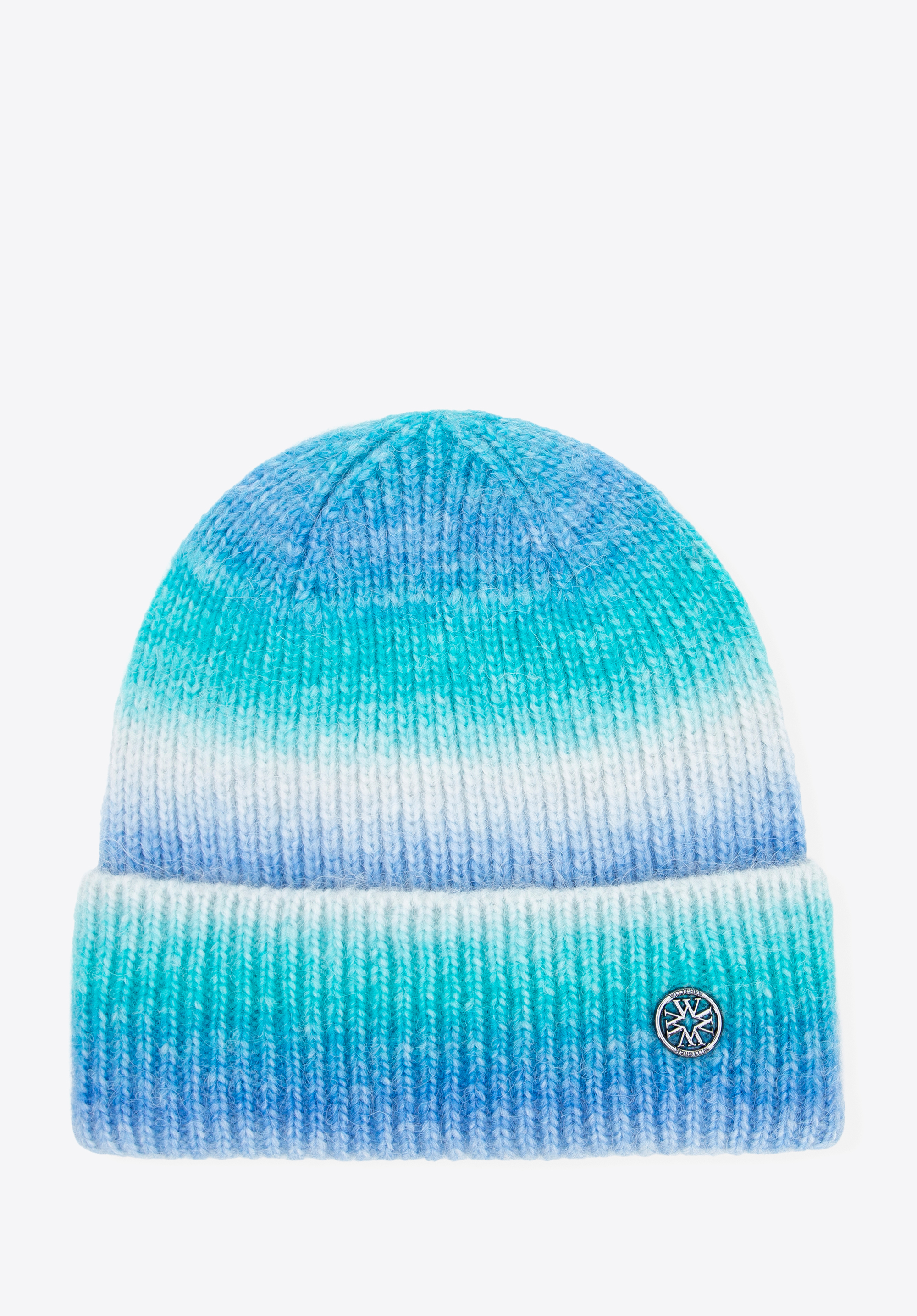 Dámská zimní čepice s ombré vzorem, bílo-modrá, 101-HF-201-7, Obrázek 1