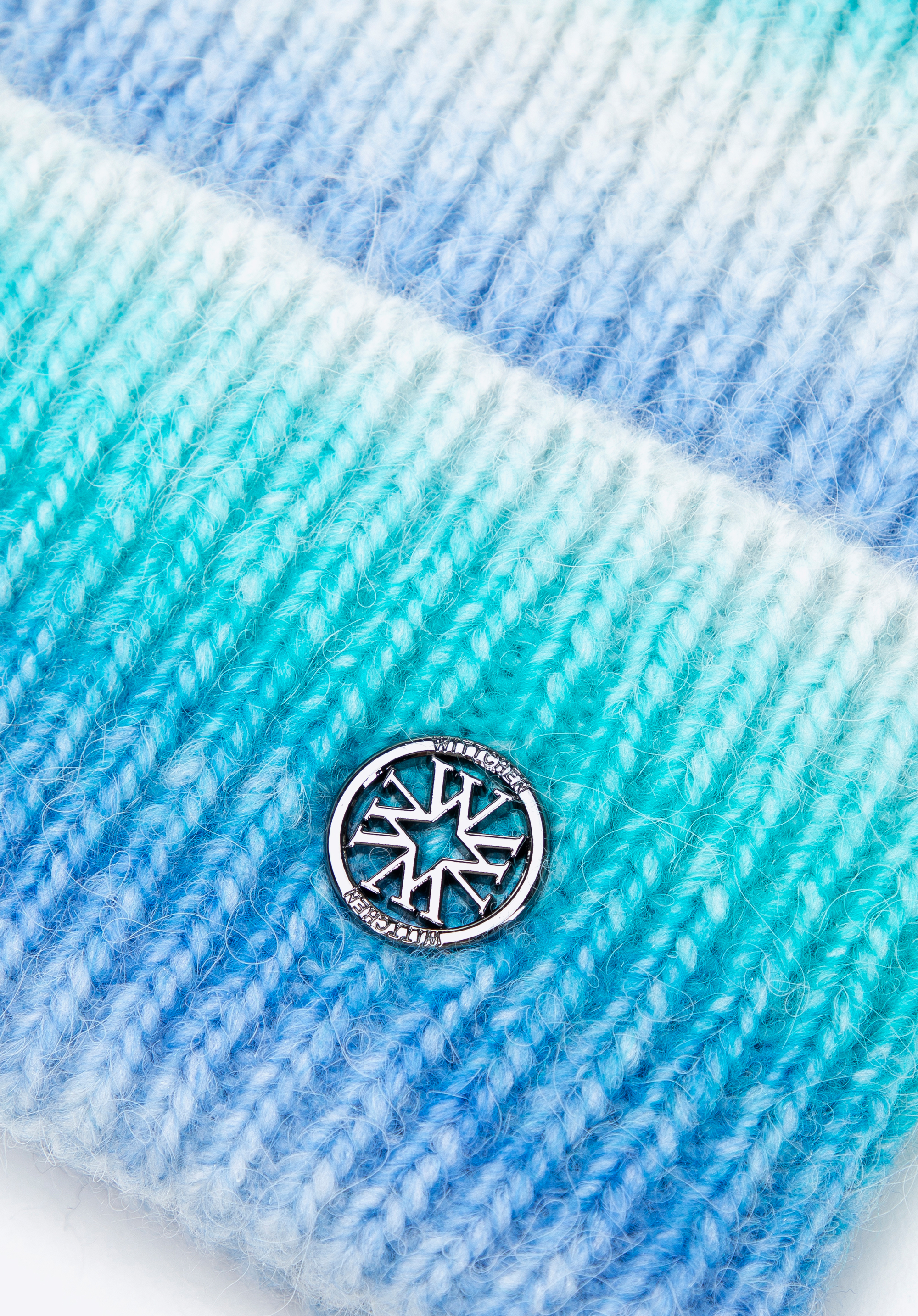 Dámská zimní čepice s ombré vzorem, bílo-modrá, 101-HF-201-7, Obrázek 1