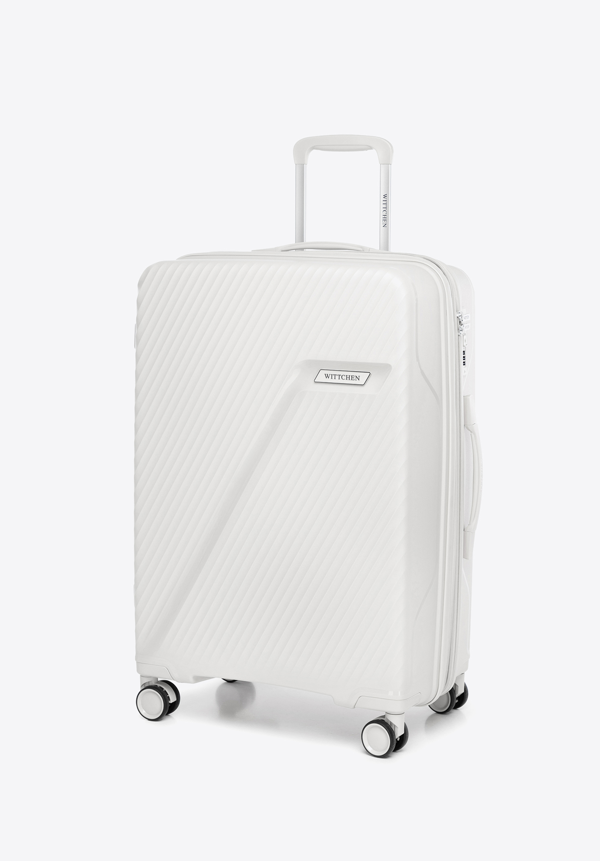 Sada kufrů z polypropylenu s diagonálními pruhy, bílo-stříbrná, 56-3T-50S-89, Obrázek 1