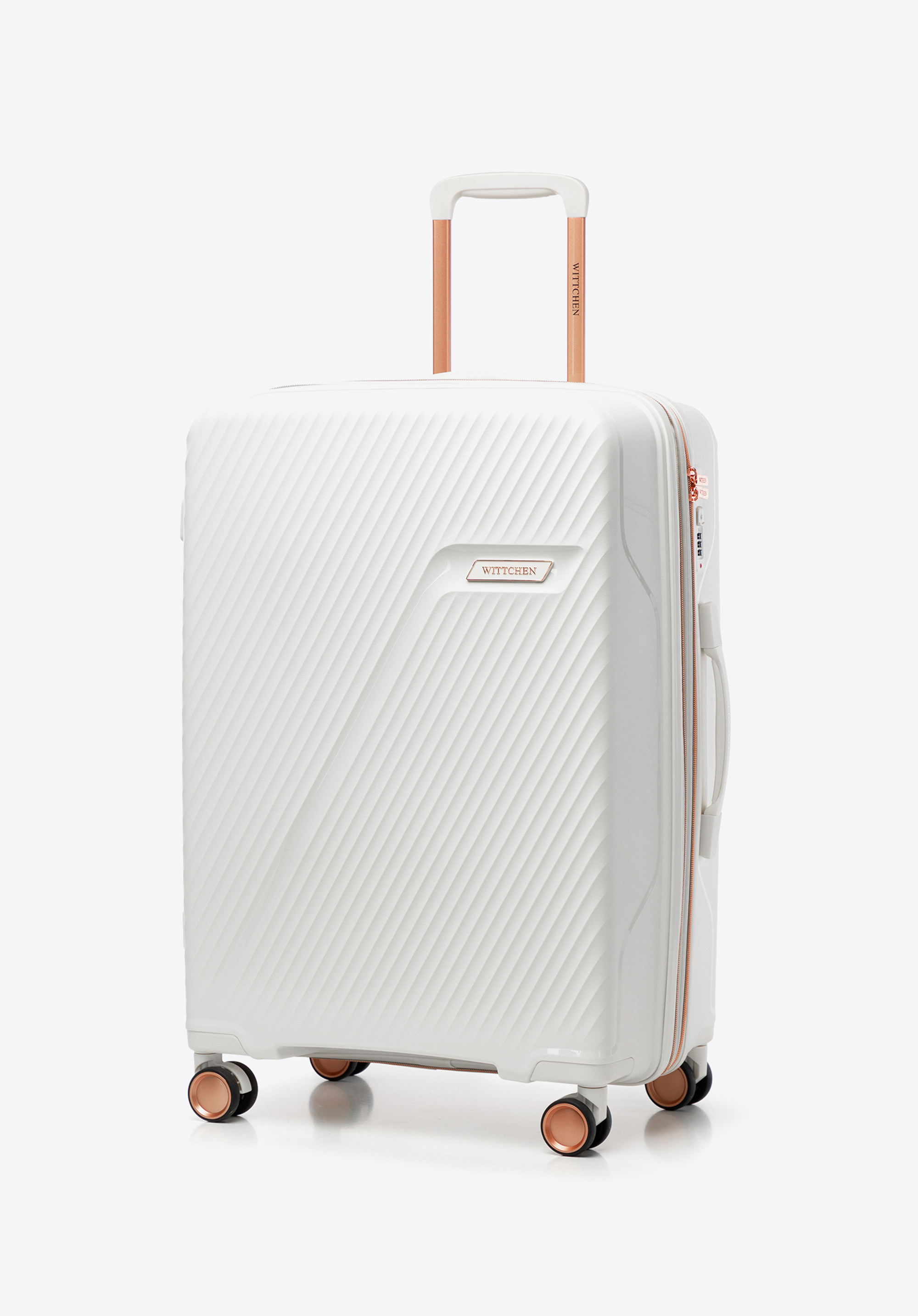 Sada kufrů z polypropylenu s diagonálními pruhy, krémově-zlatá, 56-3T-50S-89G, Obrázek 1