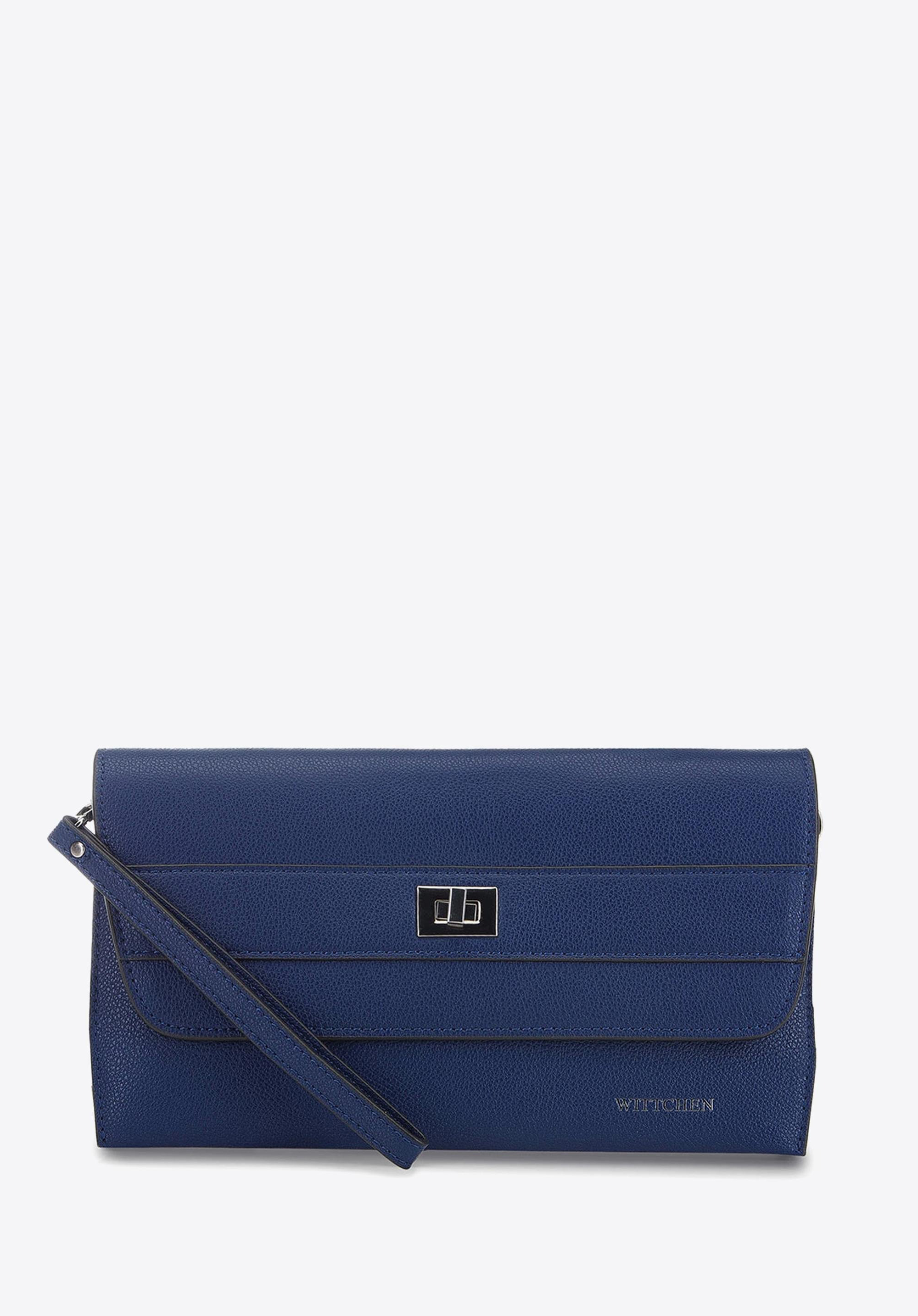 Abendtasche aus Leder, blau, 91-4E-623-N, Bild 1