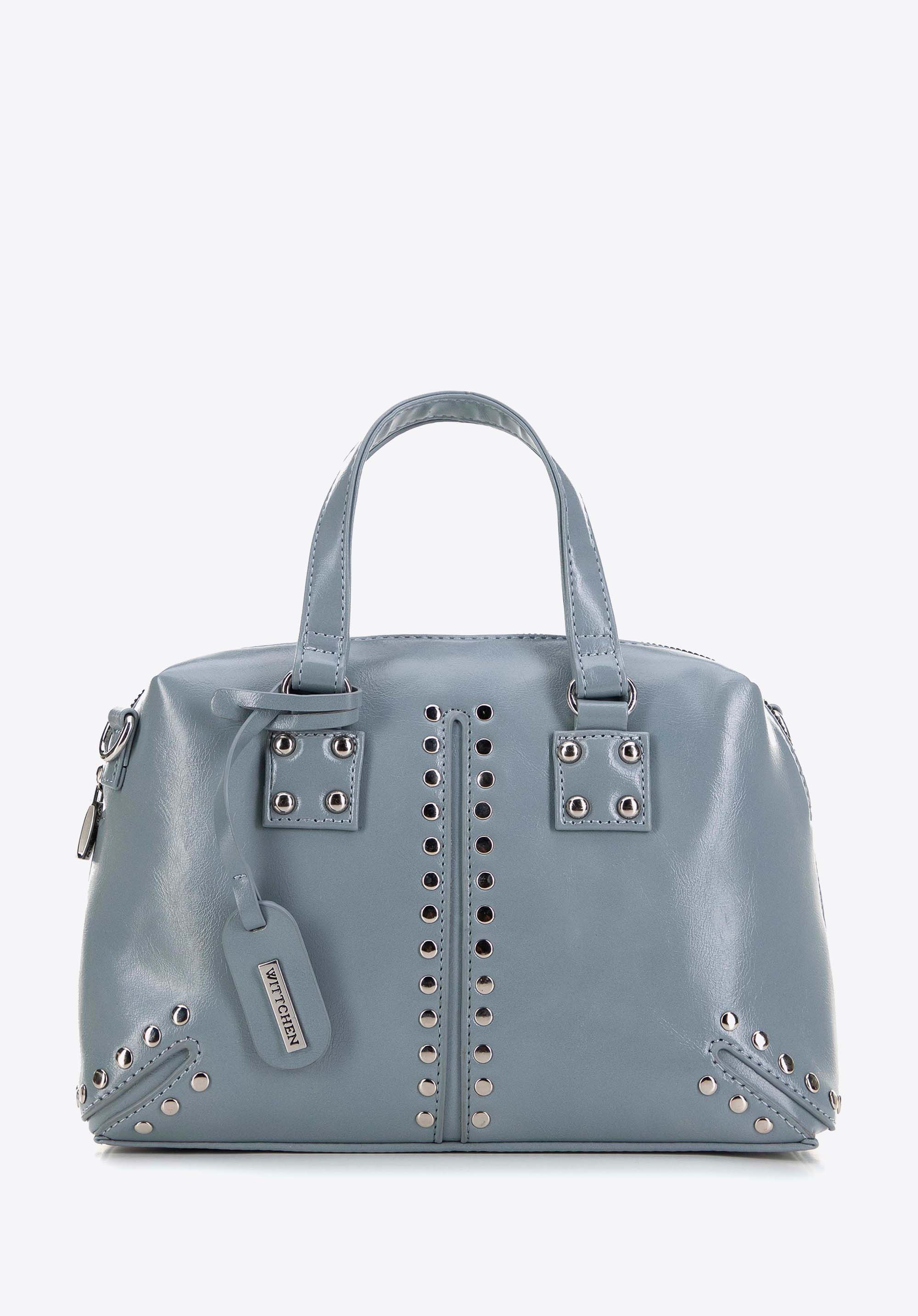 Damen Kunstleder Shopper mit Quasten, blau, 99-4Y-431-N, Bild 1