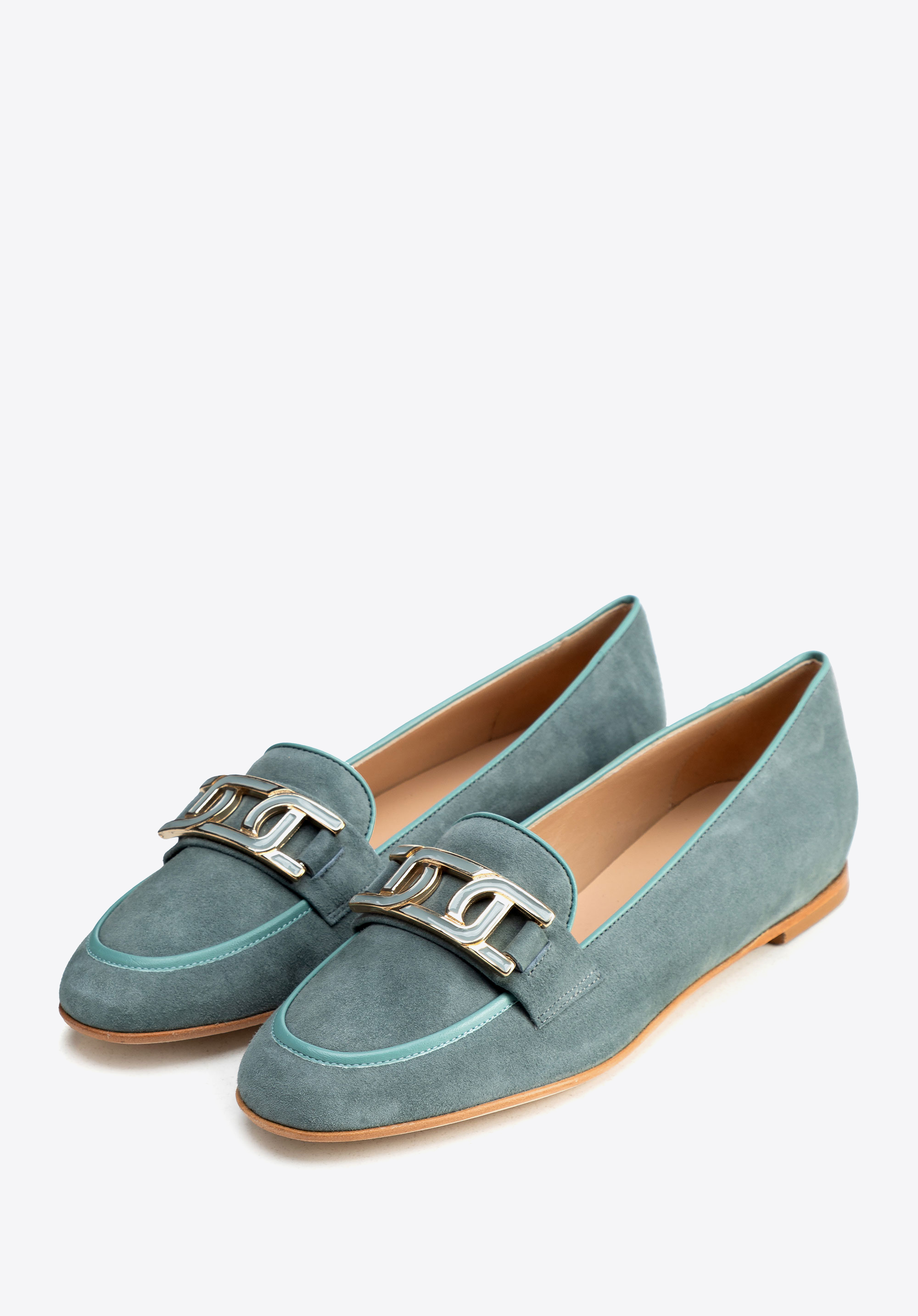 Damen-Ledermokassins mit flachem Absatz, blau, 100-D-104-7-41, Bild 1