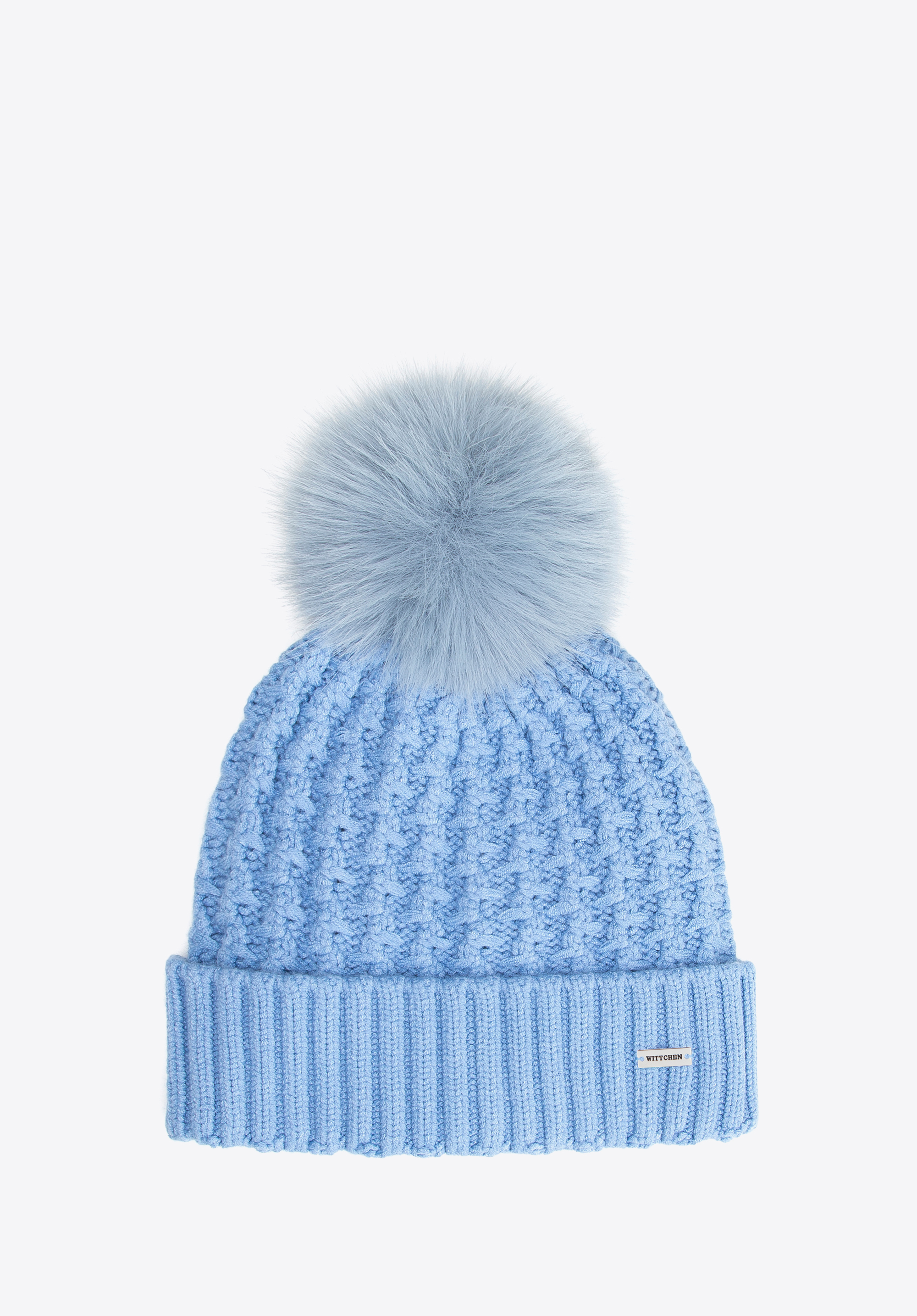Damenmütze mit grobem Muster, blau, 101-HF-105-7, Bild 1