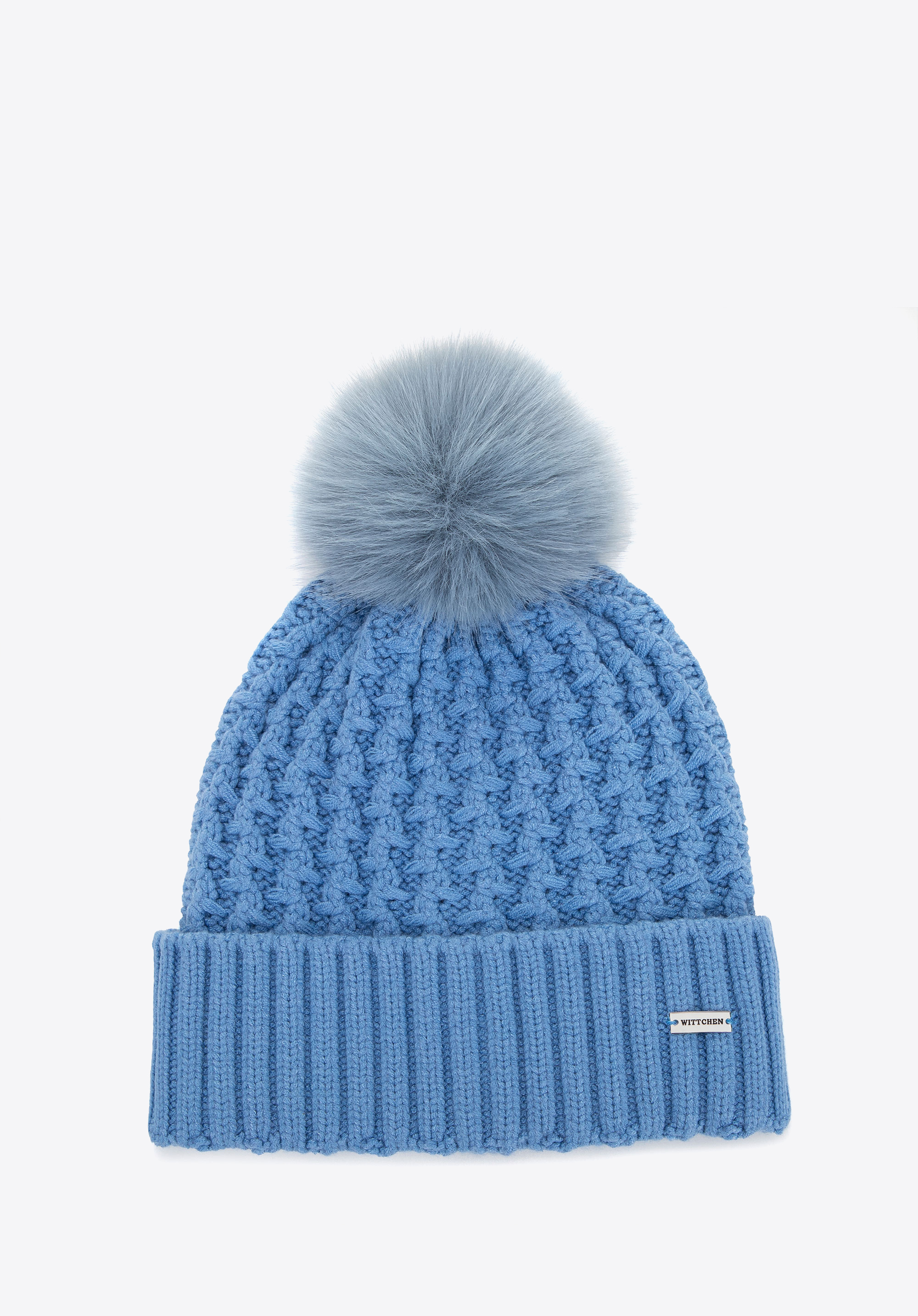 Damenmütze mit grobem Strickmuster, blau, 101-HF-105-7, Bild 1