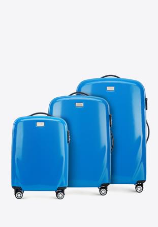 Einfarbiger Kofferset aus Polycarbonat, blau, 56-3P-57S-95, Bild 1