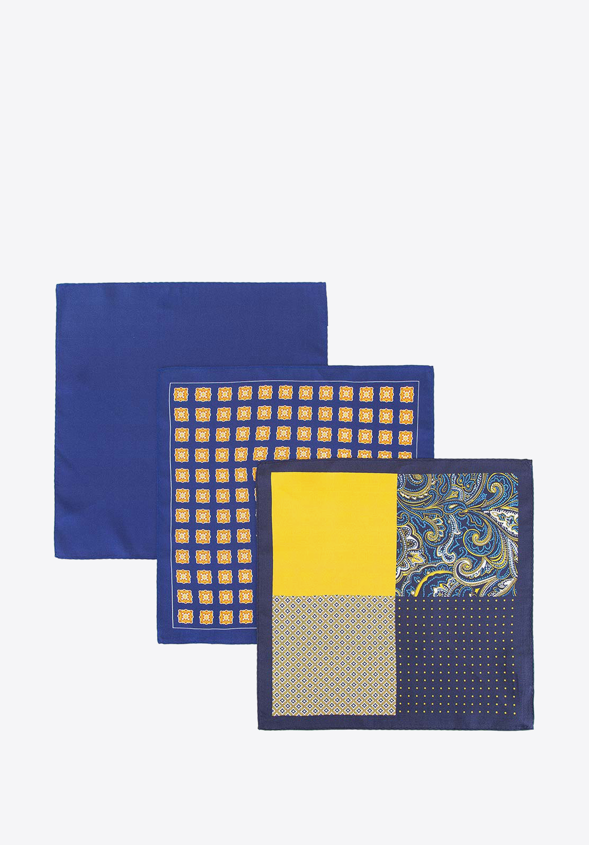 EINSTECKTÜCHER AUS SEIDE IM SET, blau-gelb, 92-7Z-001-X1, Bild 1