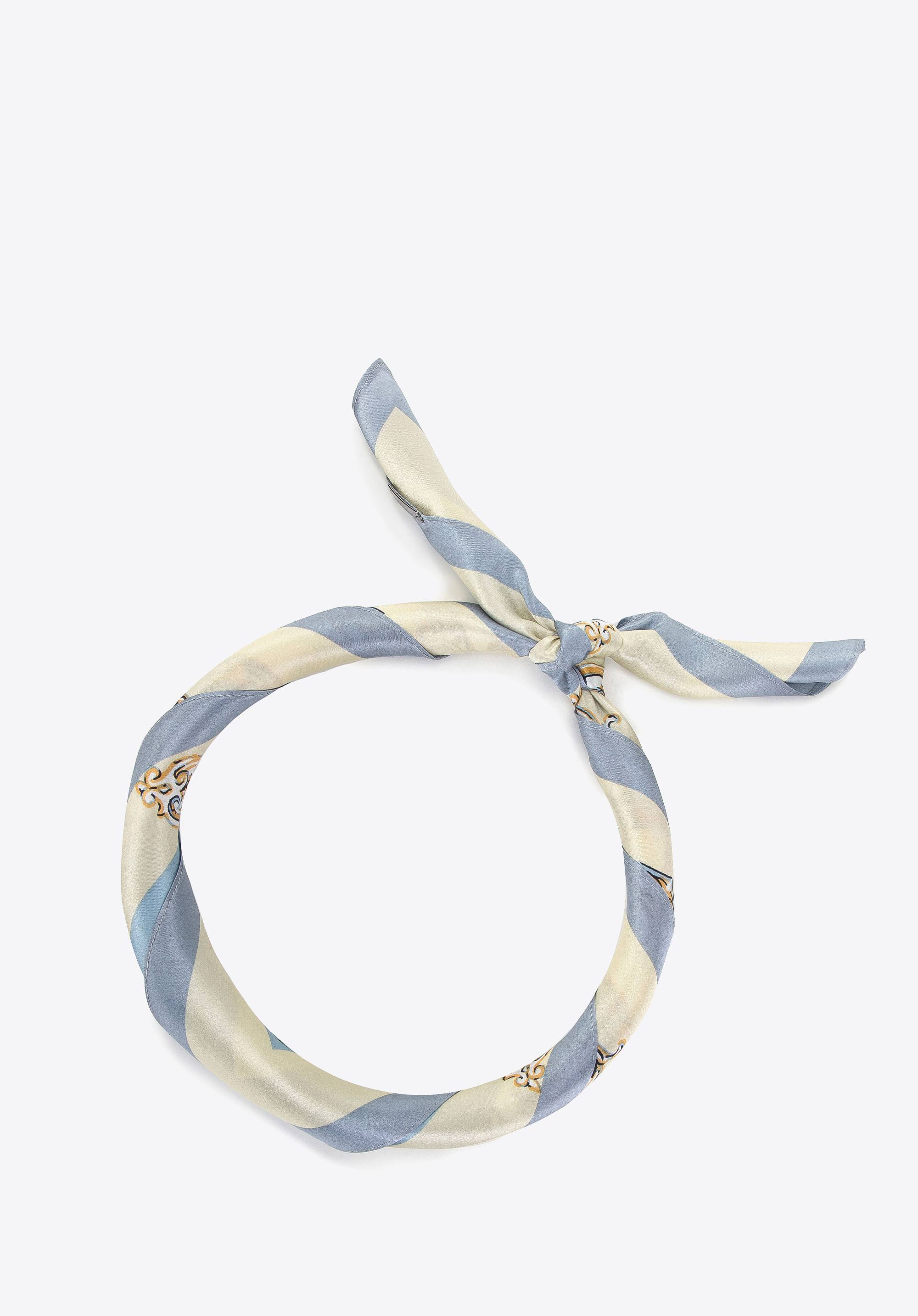 Gemusterter Seidenschal für Damen, blau-gelb, 100-7D-S01-X27, Bild 1