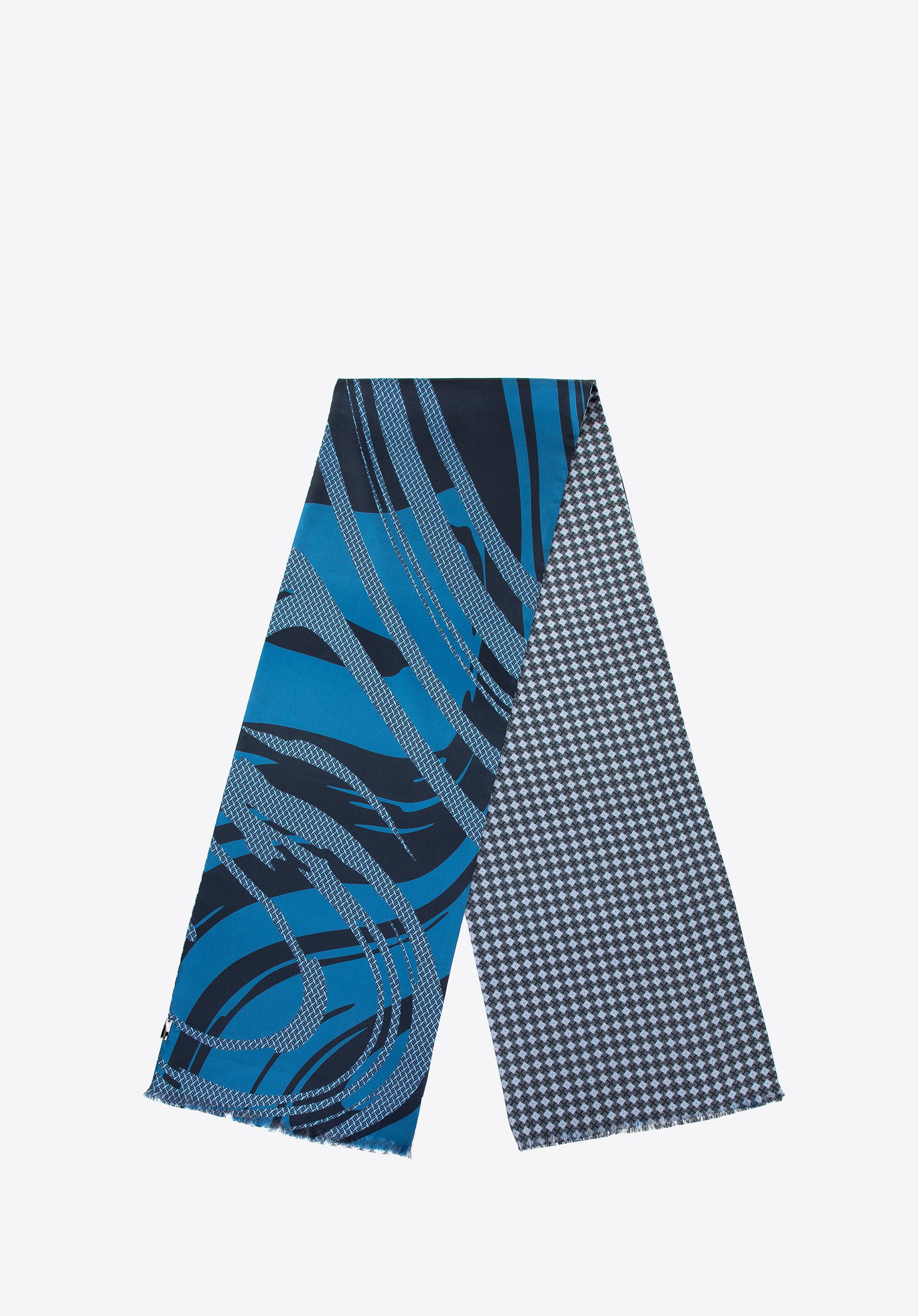 Herren Seidenschal gemustert, blau-grau, 98-7M-S01-X4, Bild 1