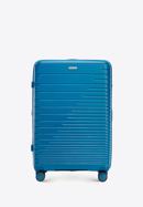 Großer Koffer aus Polypropylen mit glänzenden Riemen, blau, 56-3T-163-35, Bild 1
