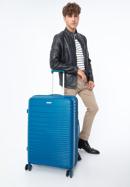 Großer Koffer aus Polypropylen mit glänzenden Riemen, blau, 56-3T-163-35, Bild 15