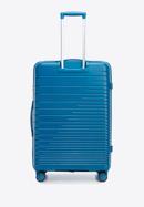 Großer Koffer aus Polypropylen mit glänzenden Riemen, blau, 56-3T-163-89, Bild 3