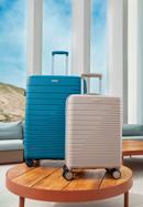 Großer Koffer aus Polypropylen mit glänzenden Riemen, blau, 56-3T-163-35, Bild 30