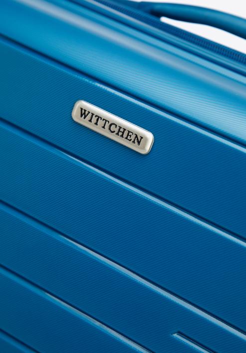 Kabinenkoffer aus Polypropylen mit glänzenden Riemen, blau, 56-3T-161-95, Bild 9