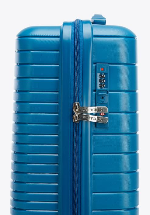 Kabinenkoffer aus Polypropylen mit glänzenden Riemen, blau, 56-3T-161-95, Bild 7