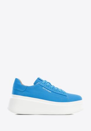 Klassische Sneakers für Damen mit dicker Sohle, blau, 96-D-962-N-38, Bild 1