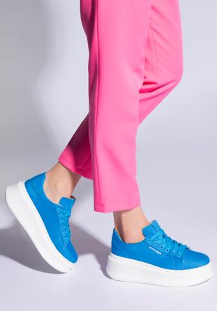 Klassische Sneakers für Damen mit dicker Sohle, blau, 96-D-962-N-37, Bild 1