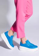 Klassische Sneakers für Damen mit dicker Sohle, blau, 96-D-962-N-37, Bild 15