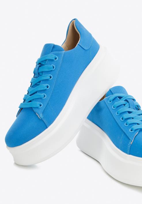 Klassische Sneakers für Damen mit dicker Sohle, blau, 96-D-962-N-37, Bild 7