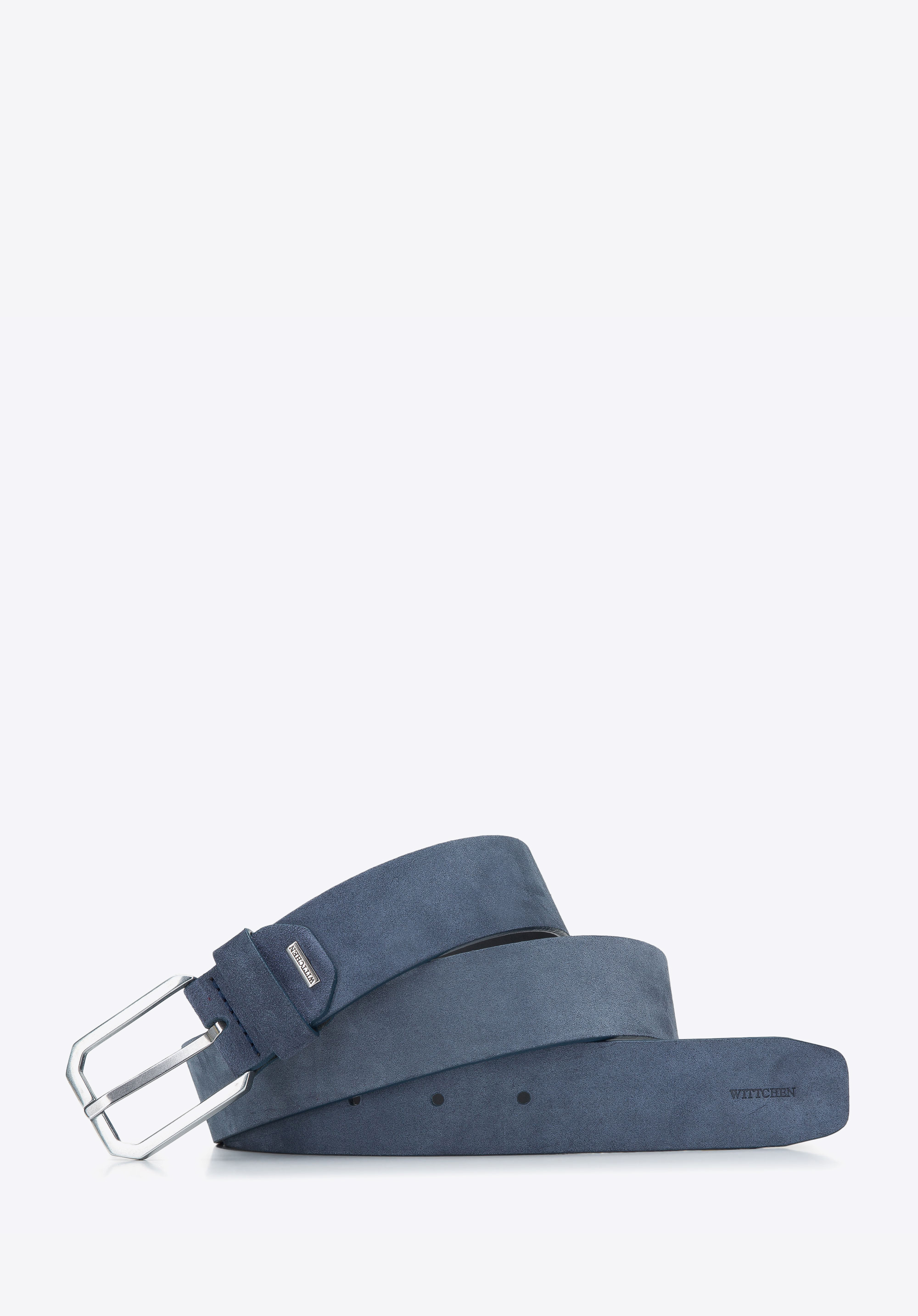 klassischer Herrengürtel aus Nubukleder, blau, 94-8M-915-7-11, Bild 1