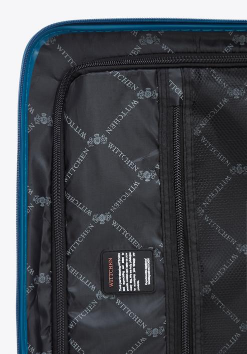 Mittelgroßer Koffer aus Polypropylen mit glänzenden Riemen, blau, 56-3T-162-89, Bild 8