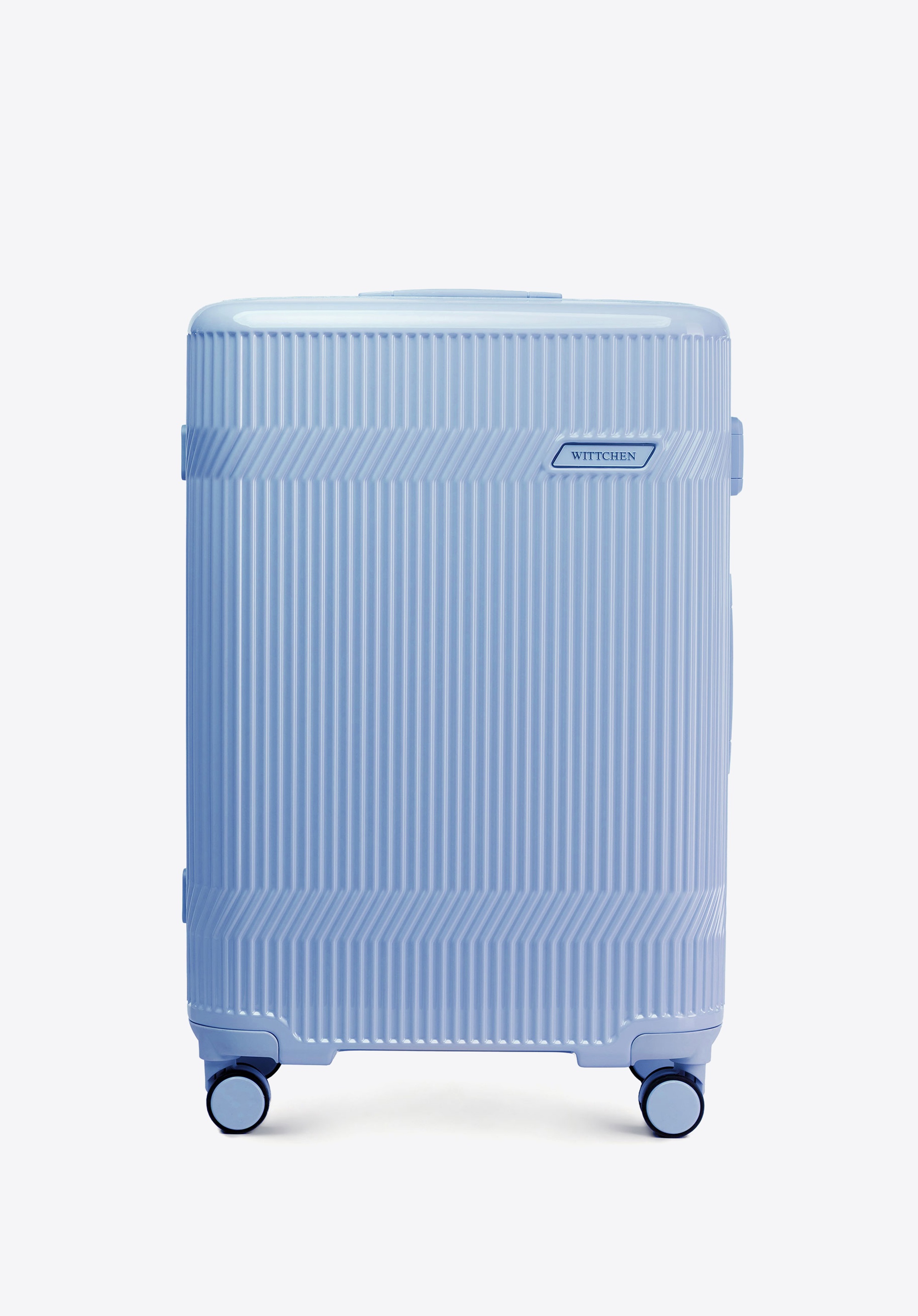 Mittelgroßer Polycarbonat-Koffer mit glänzender Oberfläche, blau, 56-3P-012-70, Bild 1