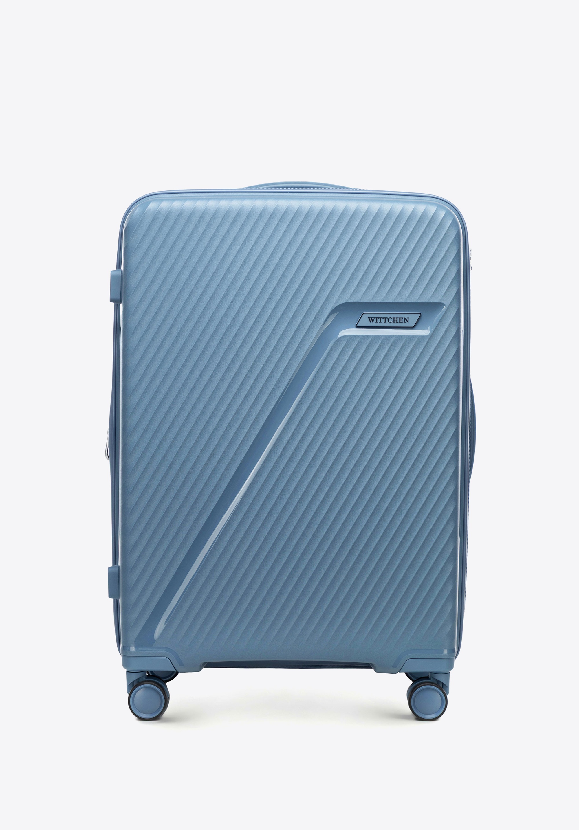 Mittlerer Koffer aus Polypropylen mit diagonalem Muster, blau, 56-3T-502-70, Bild 1