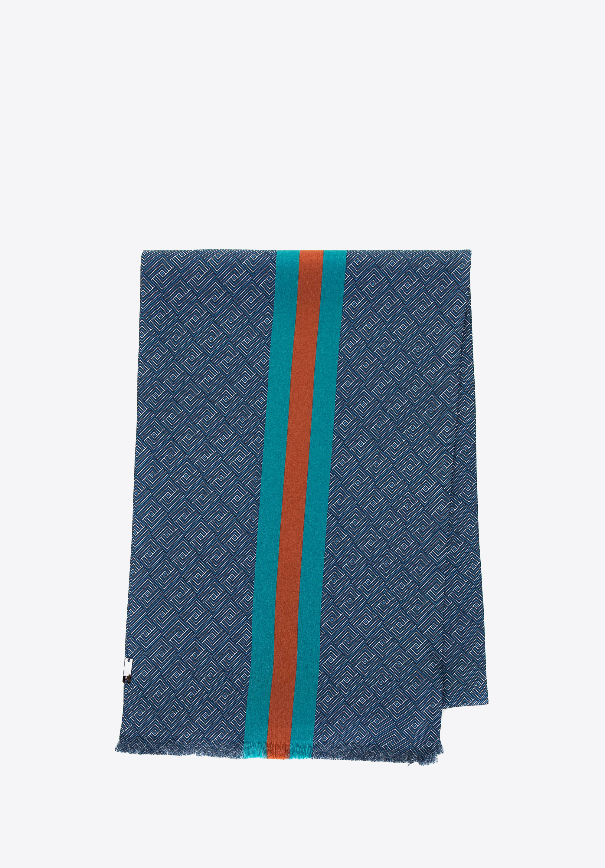 Herren Seidenschal gemustert, blau-orange, 98-7M-S01-X3, Bild 1
