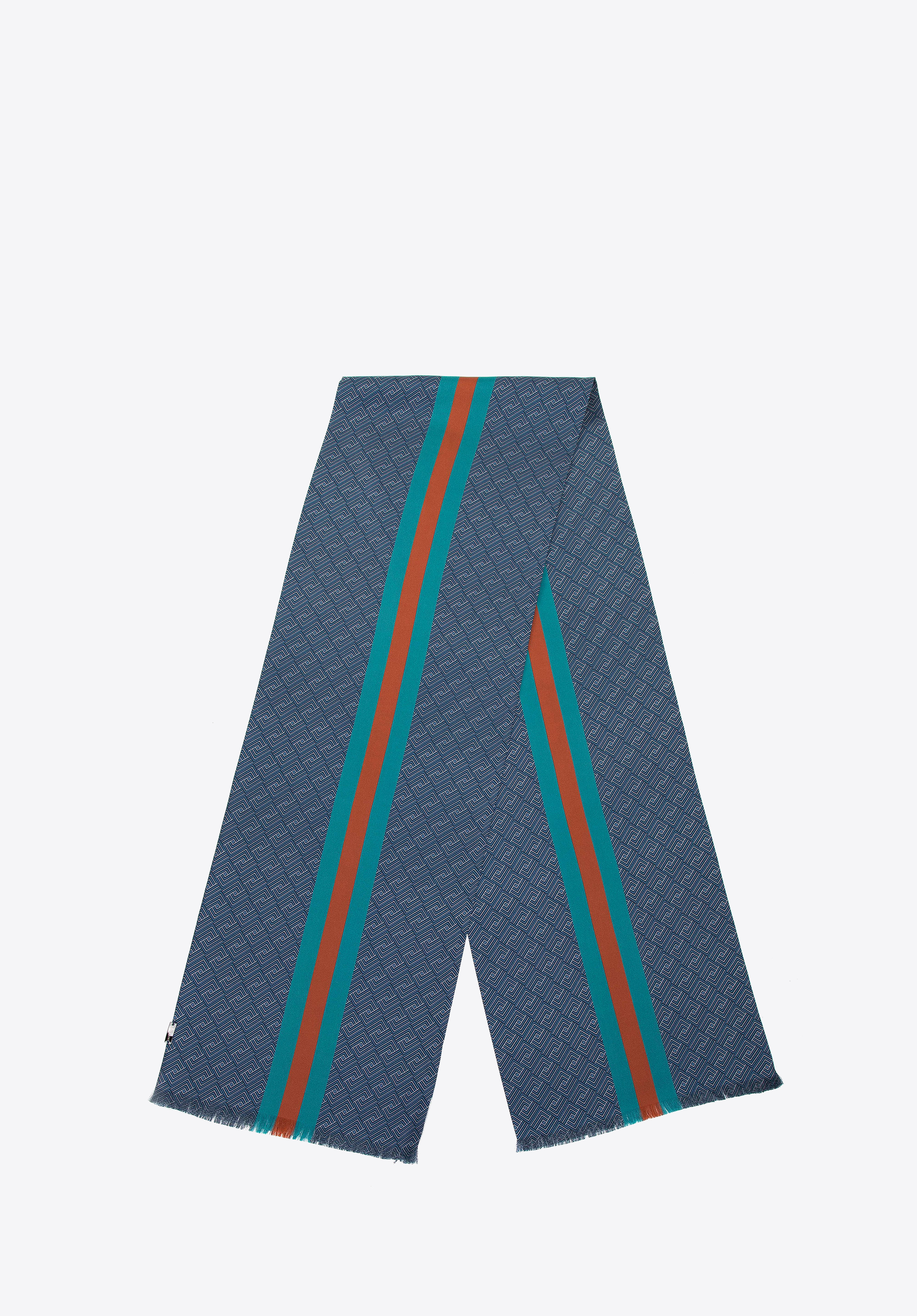 Herren Seidenschal gemustert, blau-orange, 98-7M-S01-X3, Bild 1