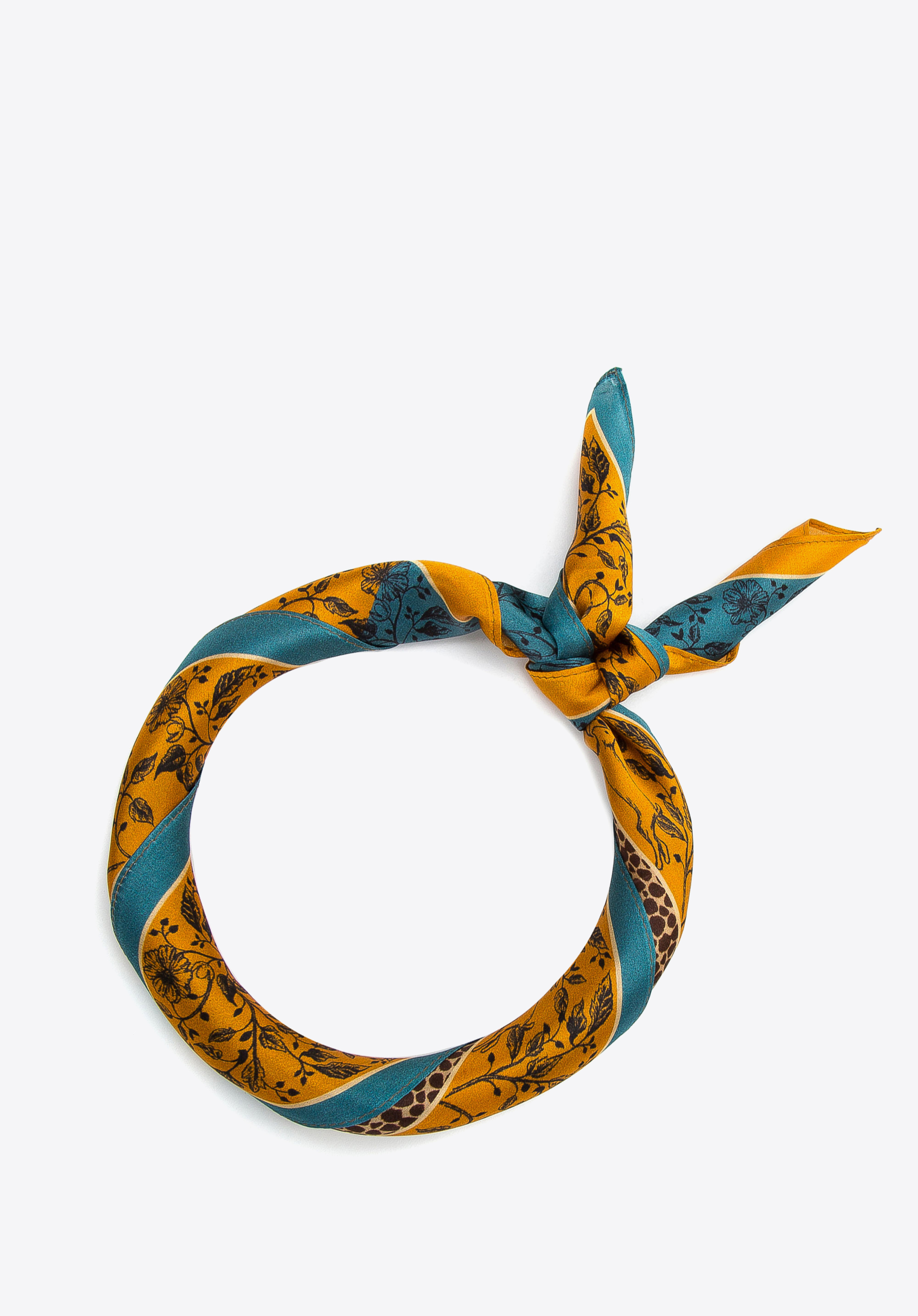 Mehrfarbiger Seidenschal für Damen, blau-orange, 100-7D-S20-X25, Bild 1