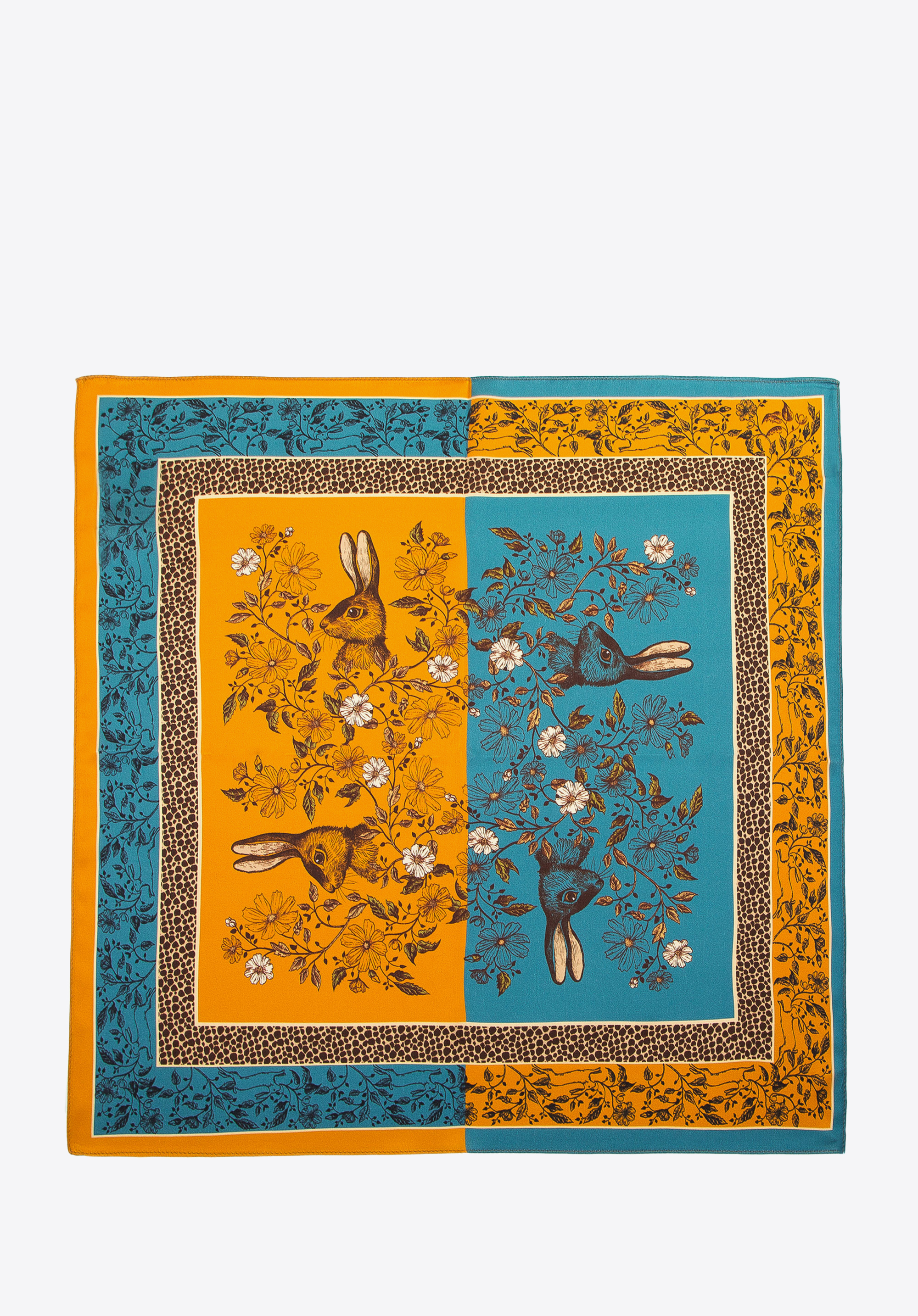 Mehrfarbiger Seidenschal für Damen, blau-orange, 100-7D-S20-X25, Bild 1