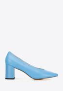 Pumps aus Leder mit Blockabsatz, blau, 96-D-501-P-36, Bild 1