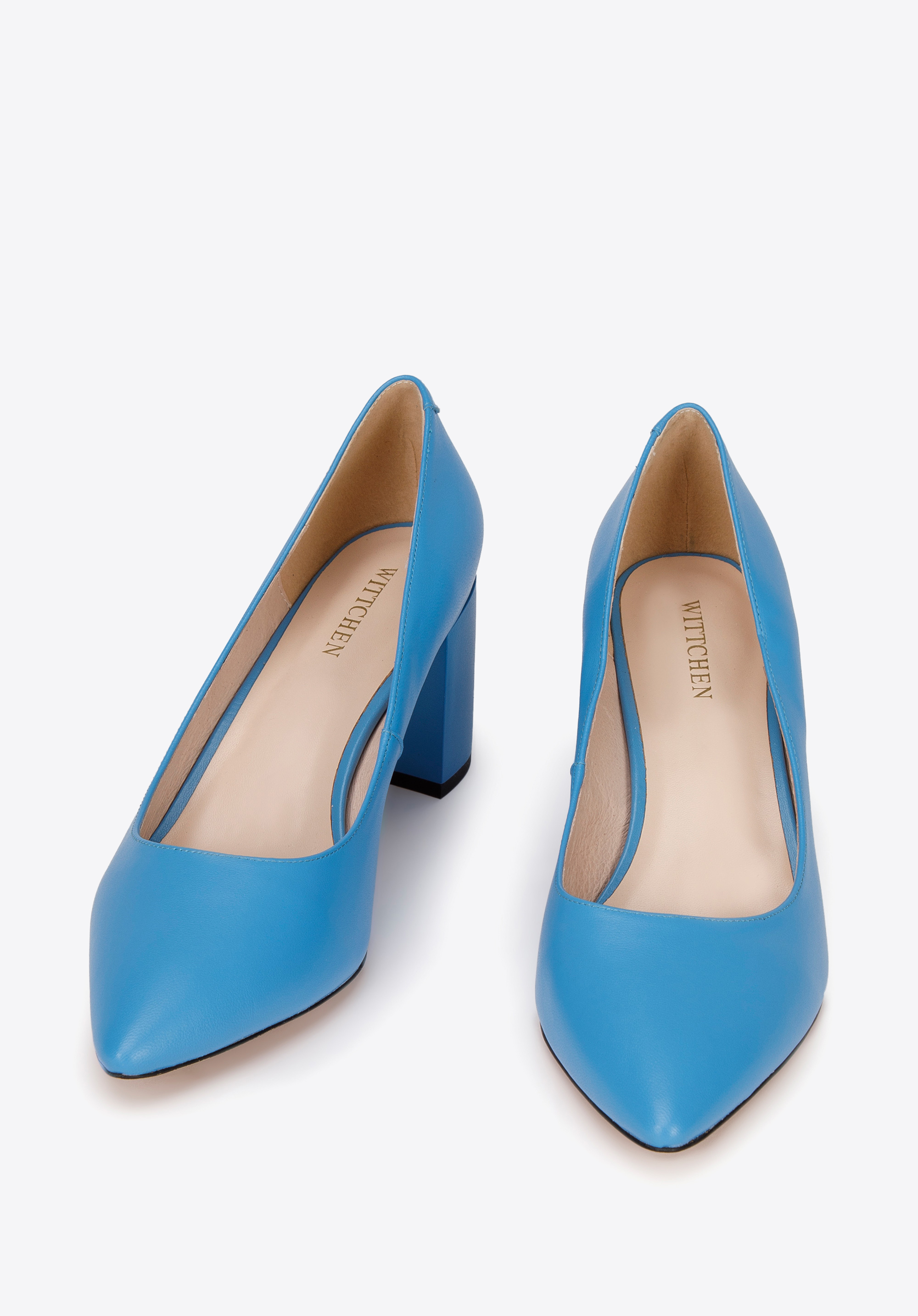 Pumps aus Leder mit Blockabsatz, blau, 94-D-501-7-37, Bild 1