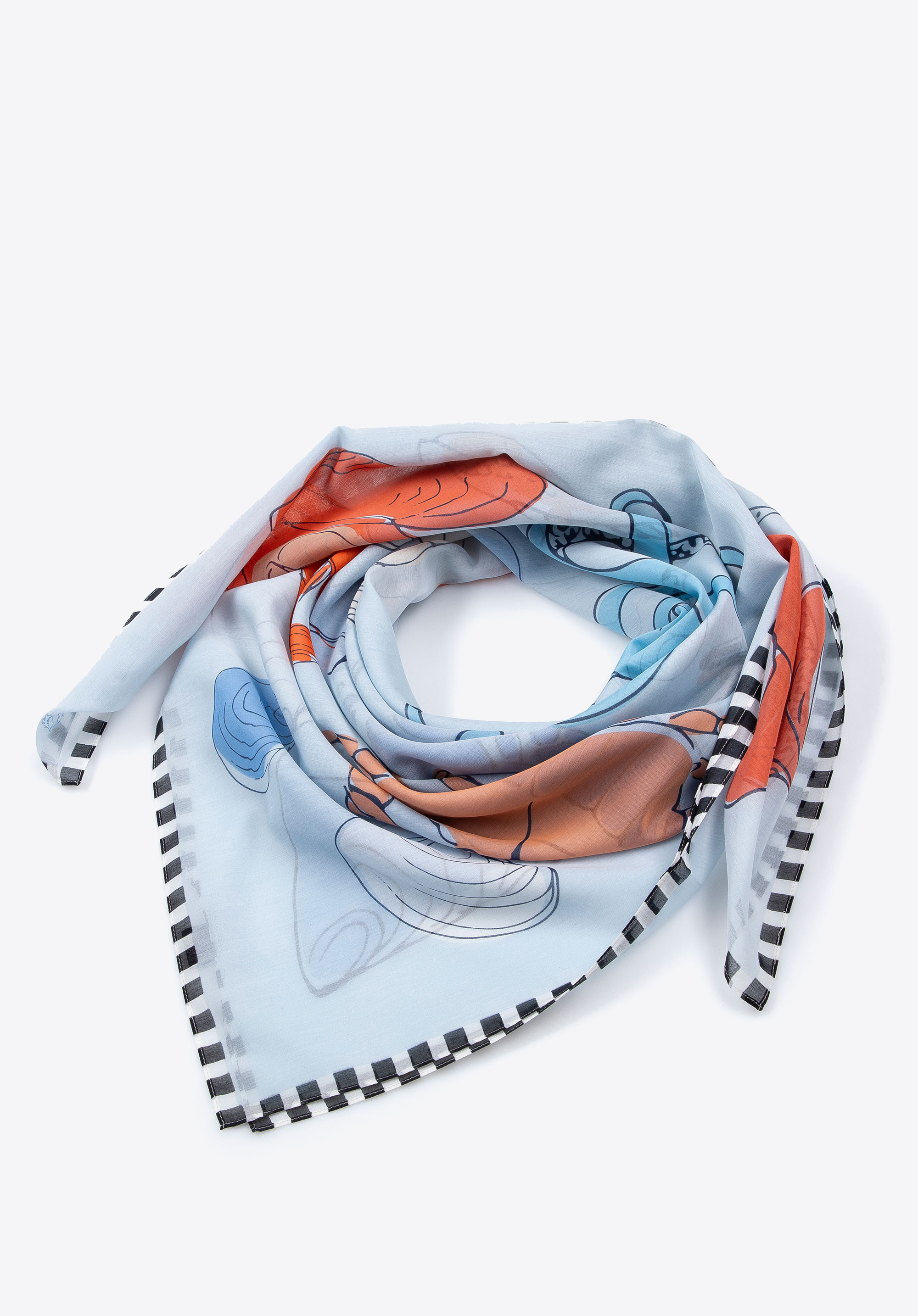 Gemustertes Damen Seidentuch, blau-rot, 98-7D-S96-X9, Bild 1