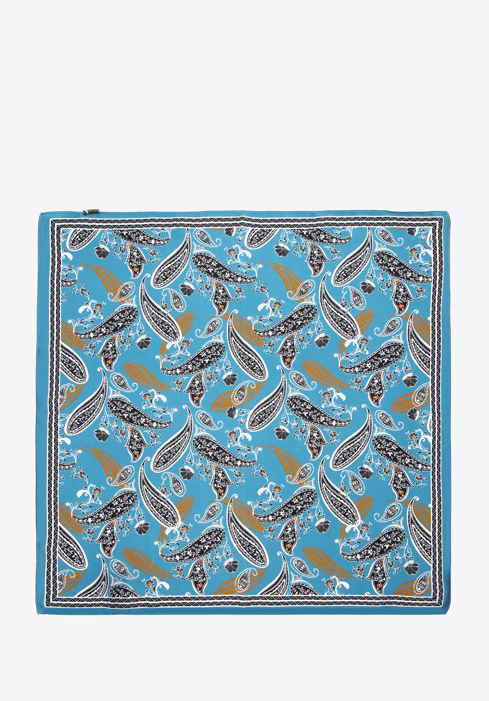 Gemusterter Seidenschal für Damen, blau-schwarz, 97-7D-S01-X20, Bild 1