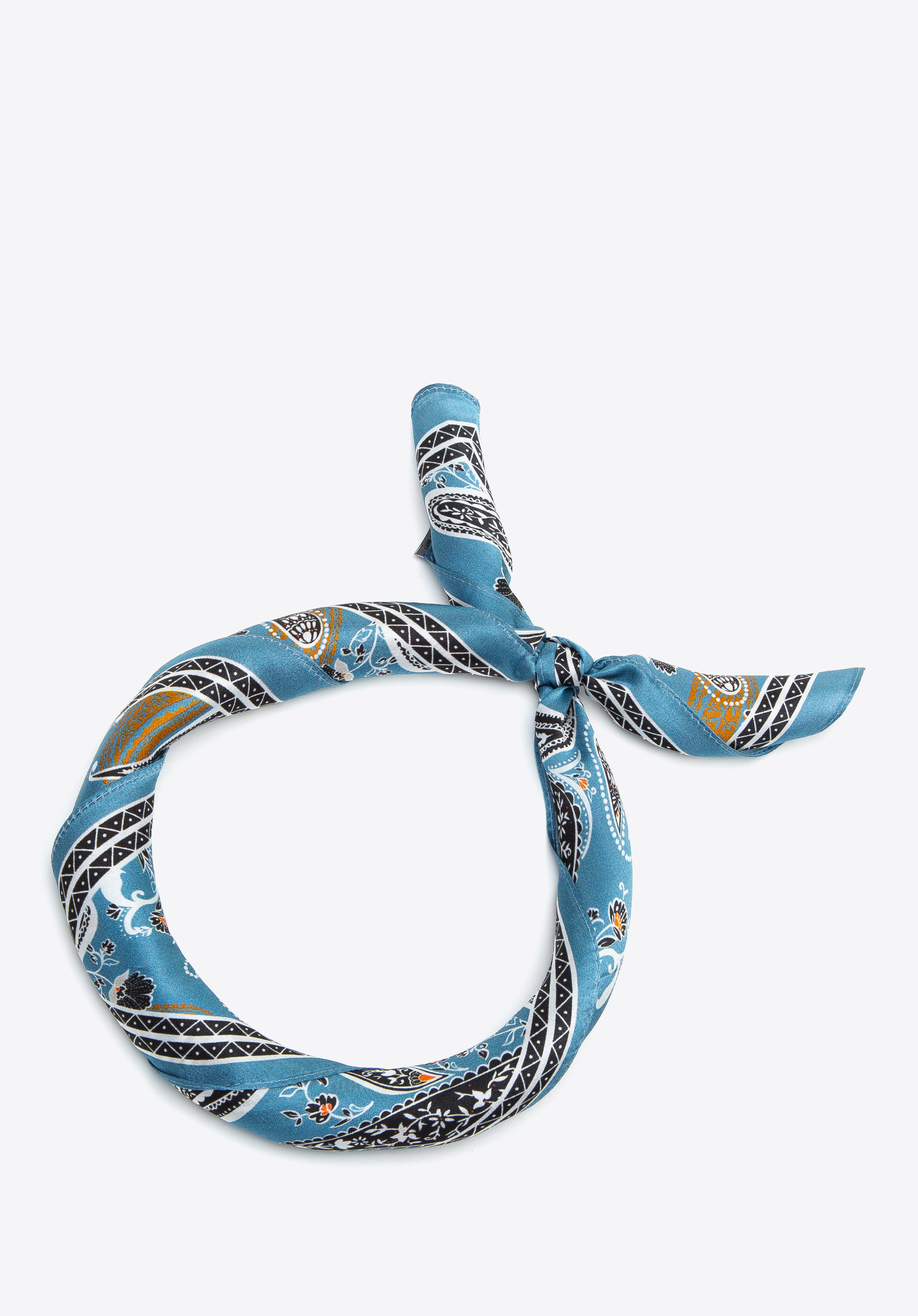 Gemusterter Seidenschal für Damen, blau-schwarz, 97-7D-S01-X20, Bild 1