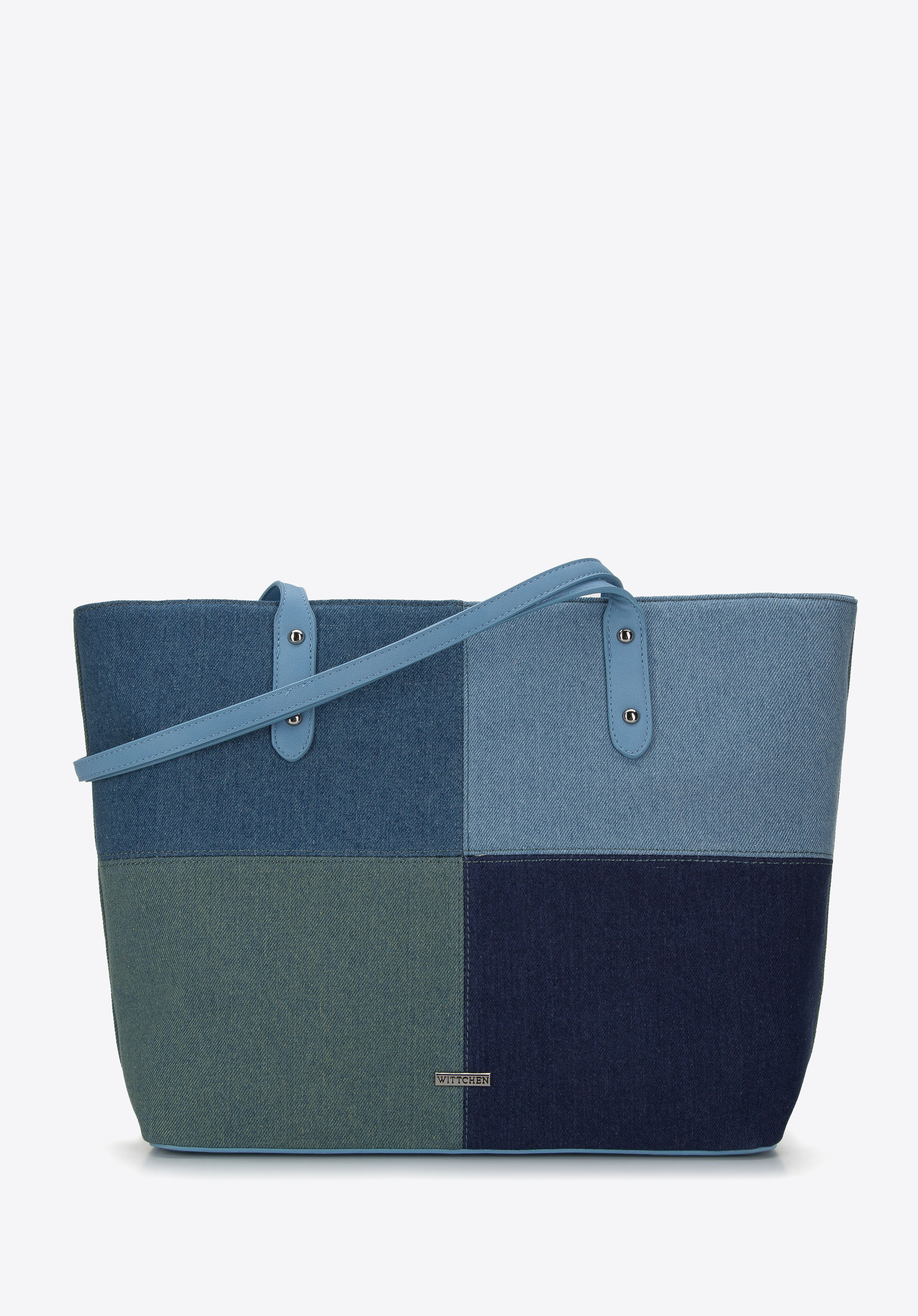 Shopper-Tasche aus Denim-Patchwork
