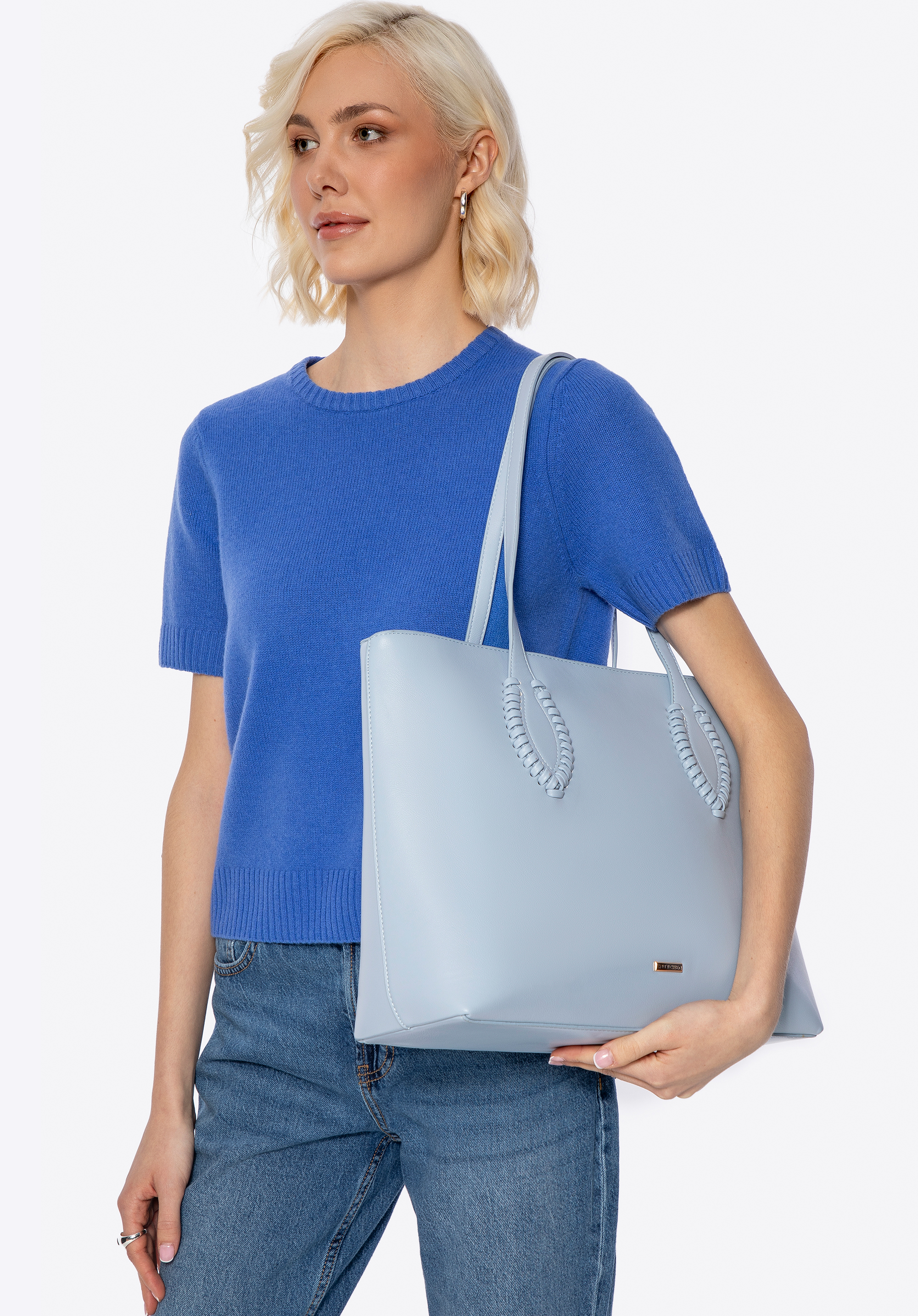 Shopper-Tasche aus Kunstleder für Damen, blau, 100-4Y-234-N, Bild 1