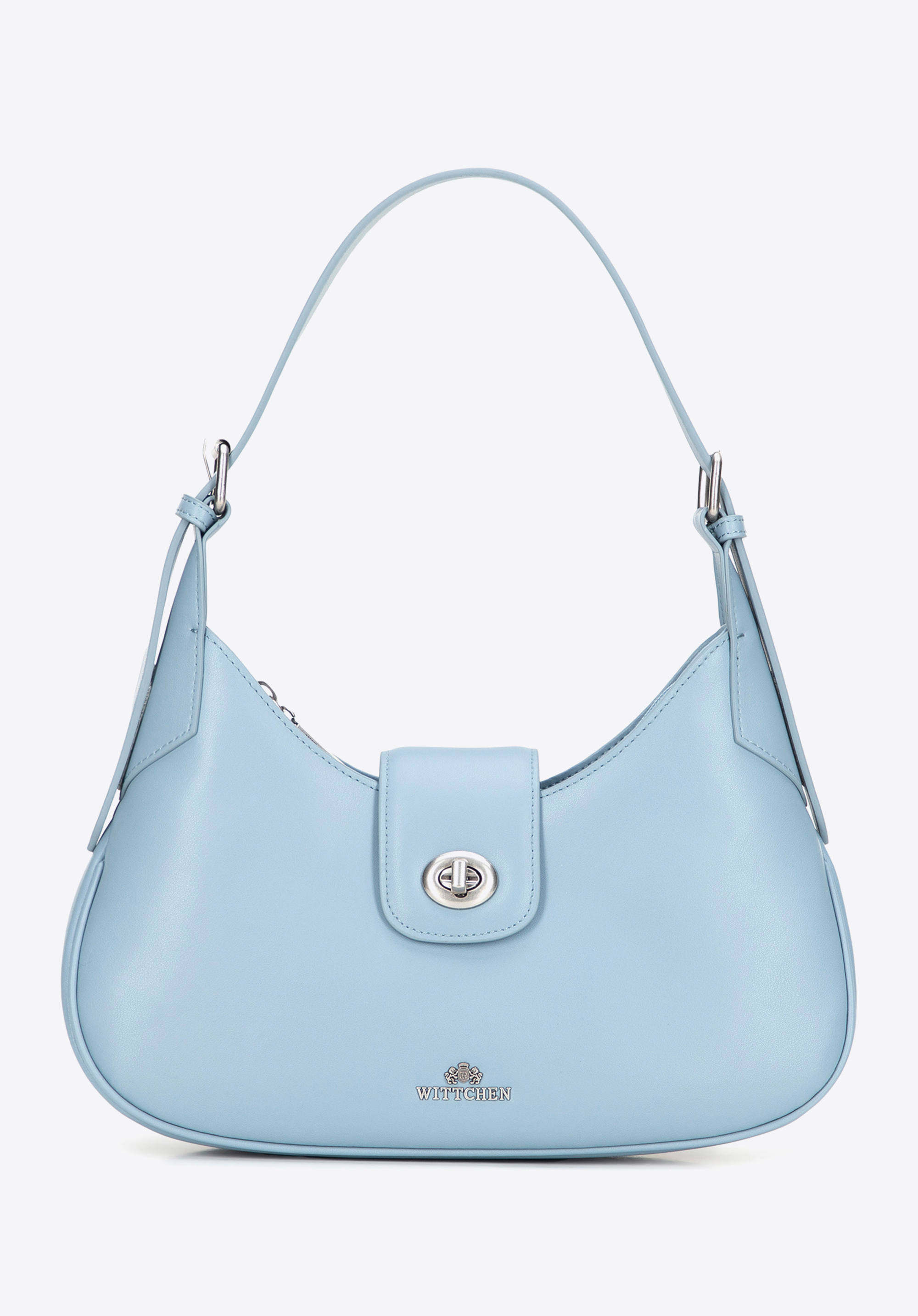 Leder-Umhängetasche mit abnehmbarem Tragegurt, blau, 101-4E-209-N, Bild 1