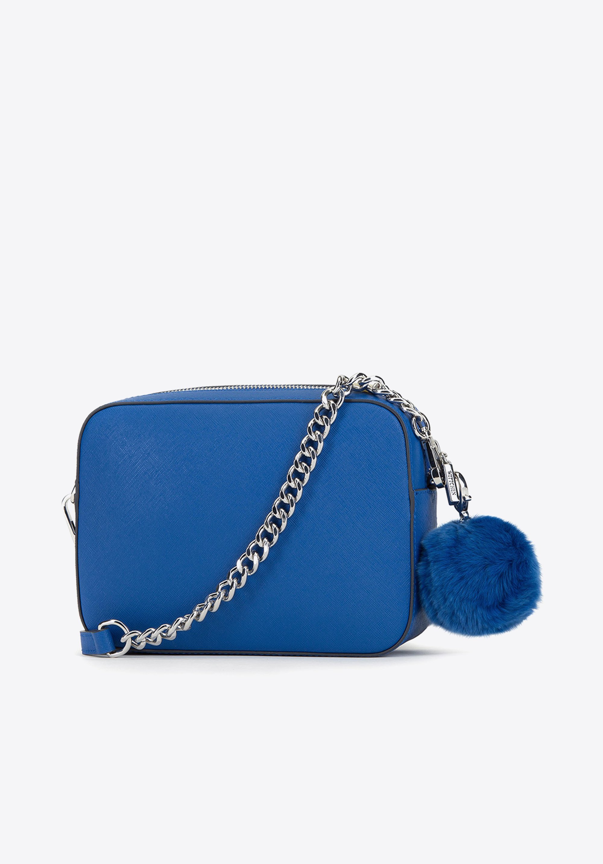 UMHÄNGETASCHE AUS LEDER MIT POMPON