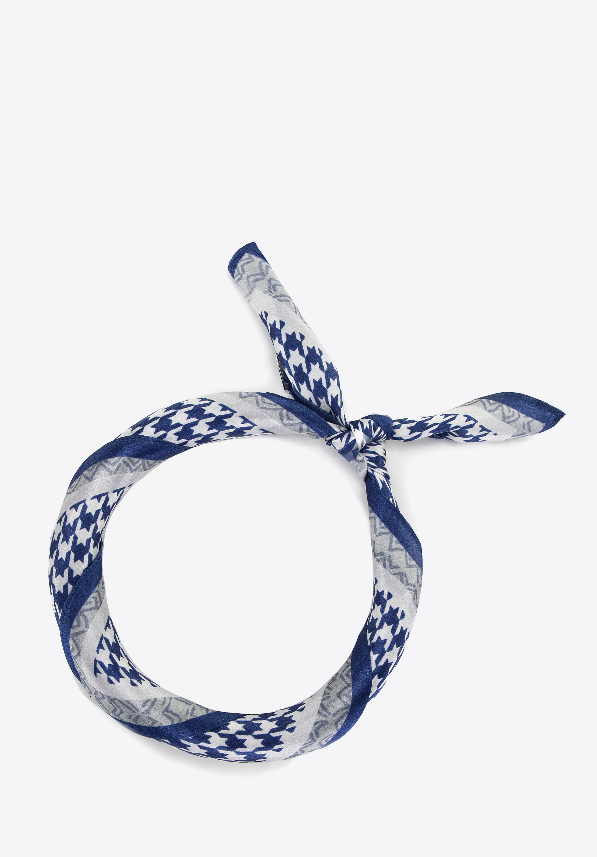 Damen-Seidenschal mit Blumenmuster, blau-weiß, 100-7D-S20-X7, Bild 1