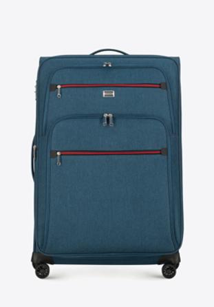 Großer Koffer mit buntem Reißverschluss, blaugrün, 56-3S-503-91, Bild 1