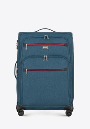 Mittlerer Koffer mit buntem Reißverschluss, blaugrün, 56-3S-502-91, Bild 1
