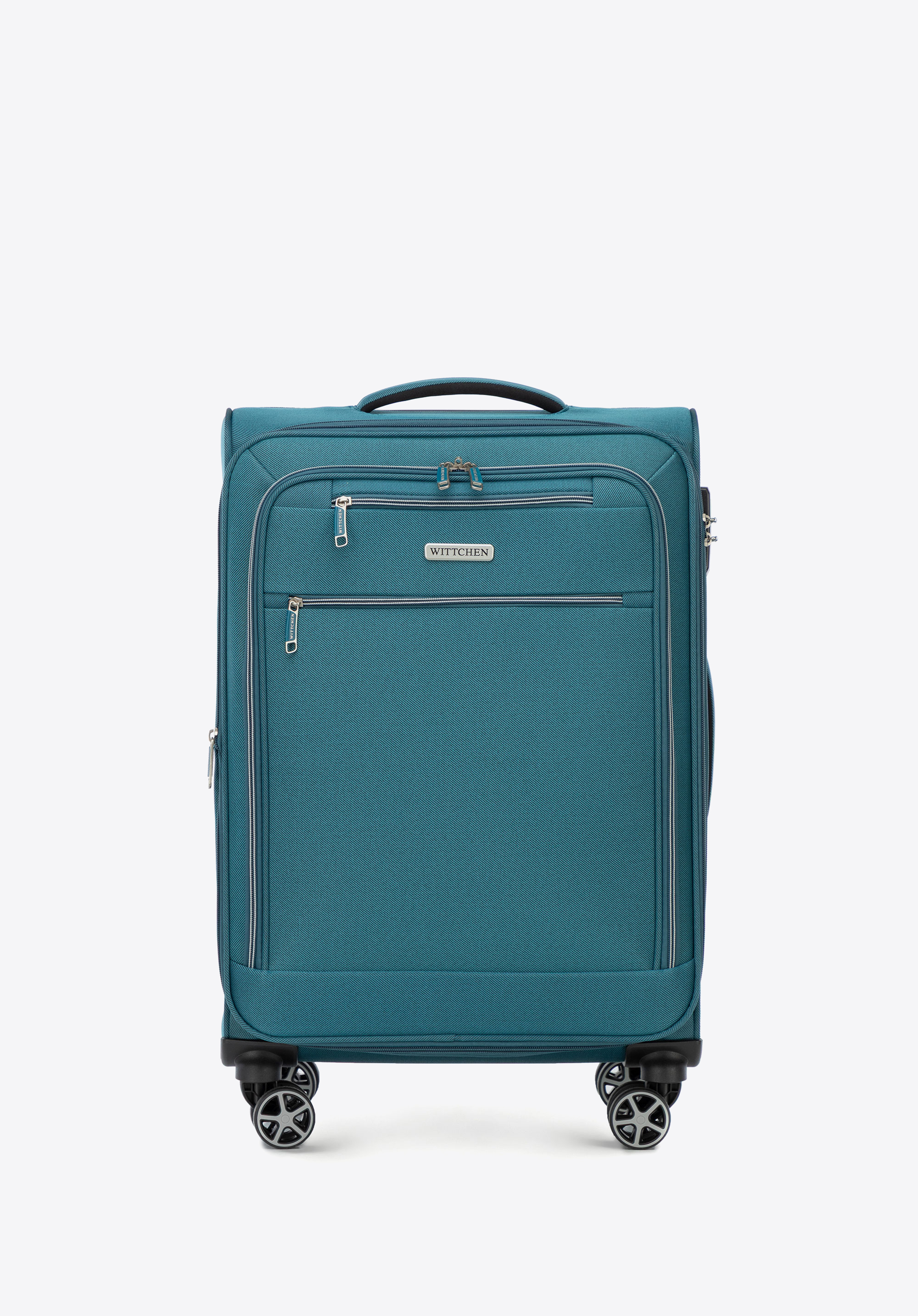 Weicher mittelgroßer Koffer aus Polyester, blaugrün, 56-3S-172-95, Bild 1